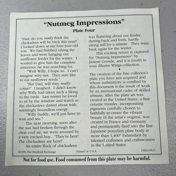 8 inch Bradford Exchange Plate “Nutmeg Impressions” - Picture 7 of 9